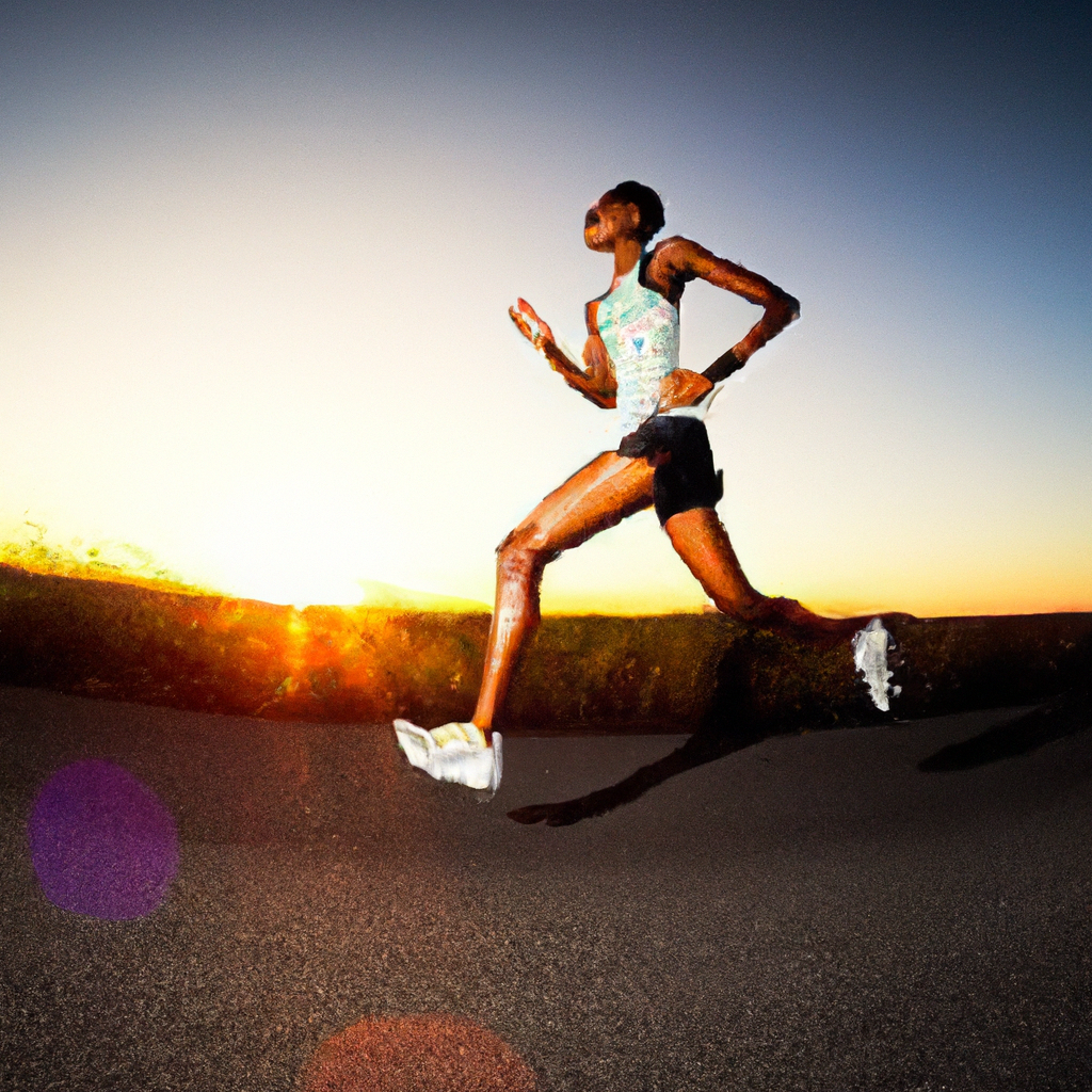 player sprinting at dusk, motion blur and pastel tones